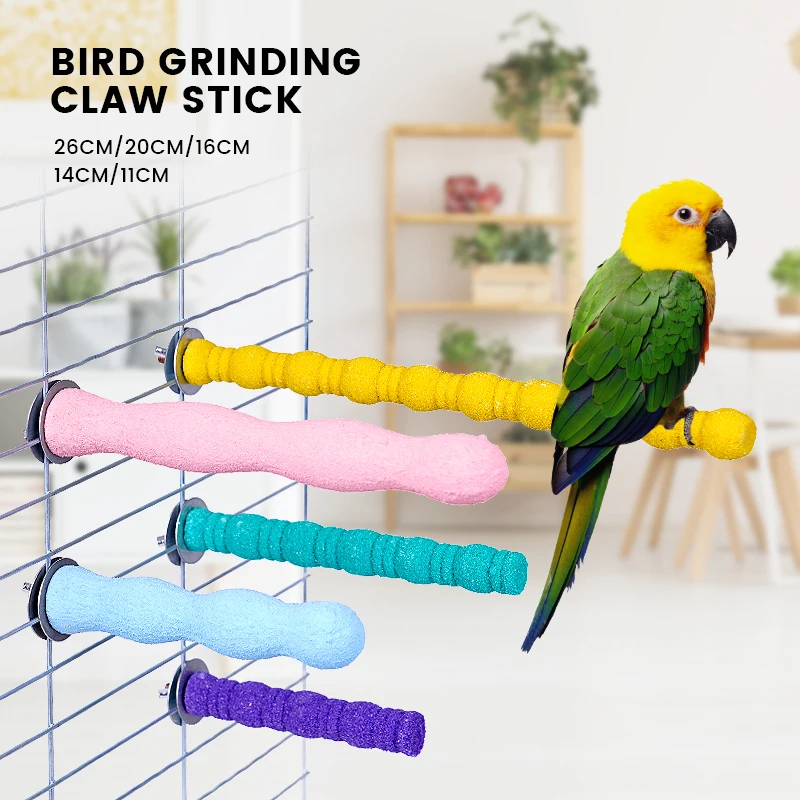 Pet Parrot Claw Grinding Stick Wooden Stick Bird Perching Sand Parakeet Grinding Bar Teeth Bites Toy For Parrot Cage Accessories thumbnail 6