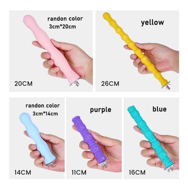 Pet Parrot Claw Grinding Stick Wooden Stick Bird Perching Sand Parakeet Grinding Bar Teeth Bites Toy For Parrot Cage Accessories thumbnail 5