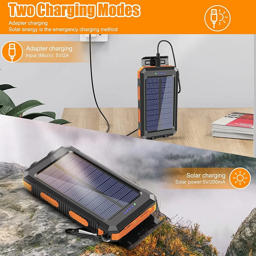 Solar Power Bank 80000mAh Portable Charging Poverbank External Battery Charger Strong Light LDE Light for All Smartphones thumbnail 4