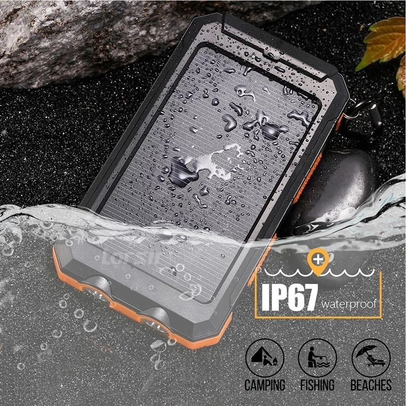 Solar Power Bank 80000mAh Portable Charging Poverbank External Battery Charger Strong Light LDE Light for All Smartphones thumbnail 5