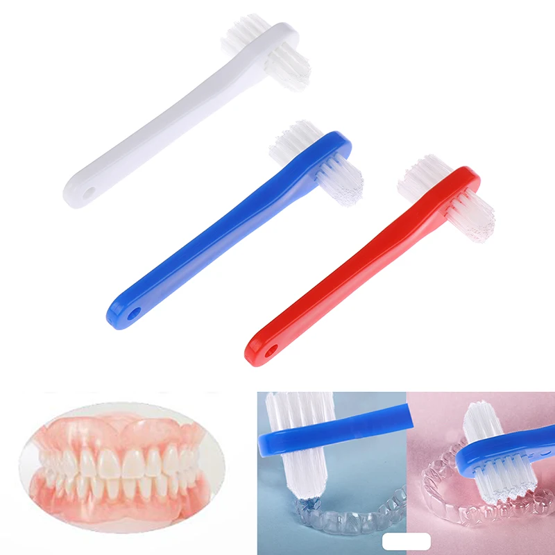 1 Pcs T-shape Denture Dedicated Plastic Brush Toothbrush Dual Head False Teeth Brushes Cleaner For Oral Health thumbnail 3