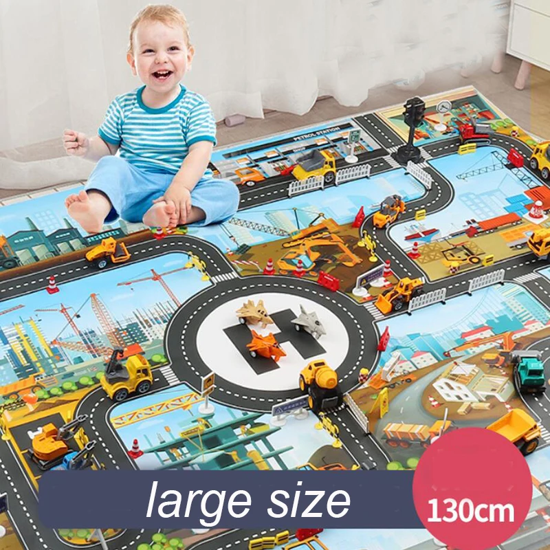 City Traffic Car Park Play Mat Waterproof Parking Lot Kids Playmat Kids Rug Boy Girl Educational Toys for Children Map ​