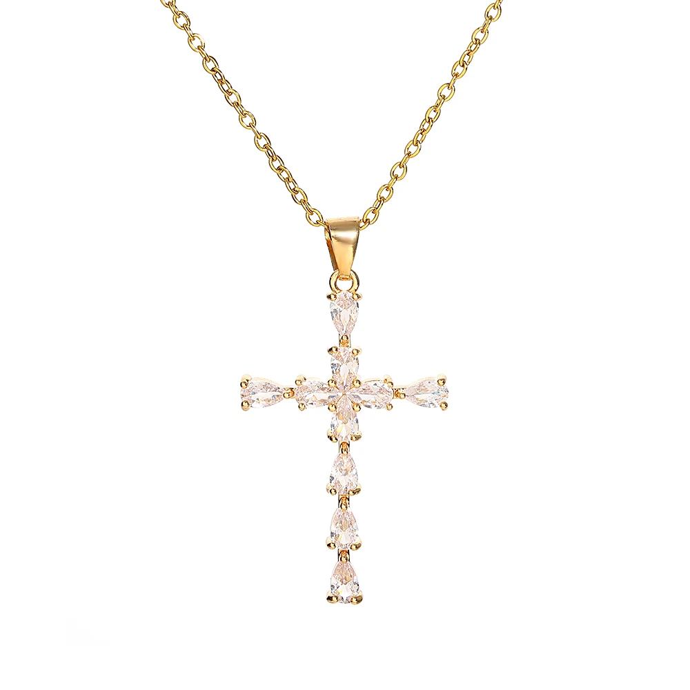 Religious Cross Necklace For Women Men Stainless Steel Chain Necklaces Christian Pendant Collar Pray Baptism Christmas Gift thumbnail 3