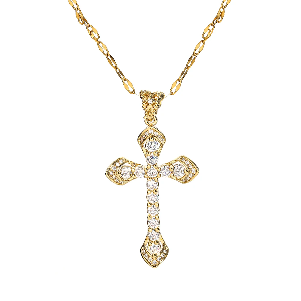 Religious Cross Necklace For Women Men Stainless Steel Chain Necklaces Christian Pendant Collar Pray Baptism Christmas Gift thumbnail 4