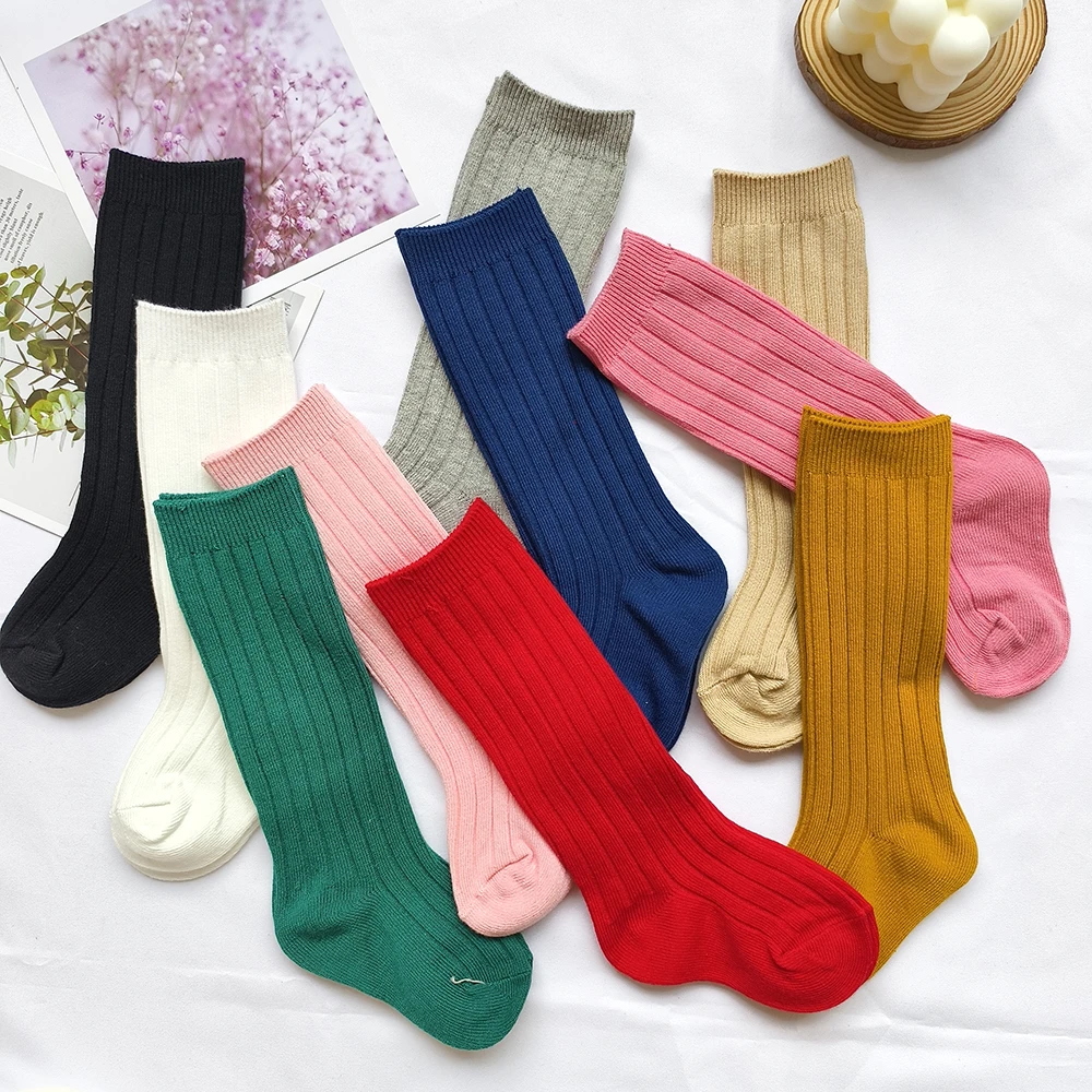 New Baby Stockings Spanish Boys And Girls Cotton Sock Long Soft Striped Children's Knee High Socks Kids School Uniform Socken thumbnail 3