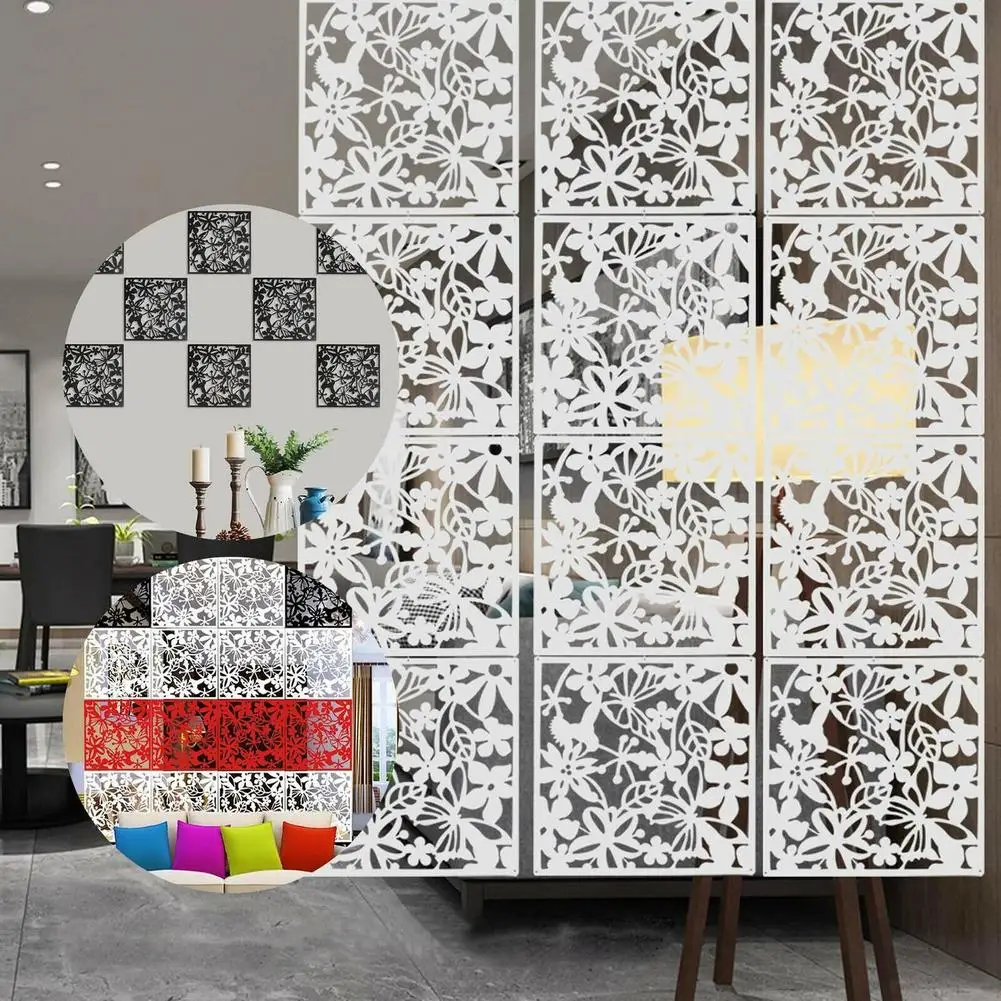 12PCS Hanging Screen Partition Divider Panel Carving Openwork Room Divider Screen Hanging Panel Curtain Partitions Decoration thumbnail 3