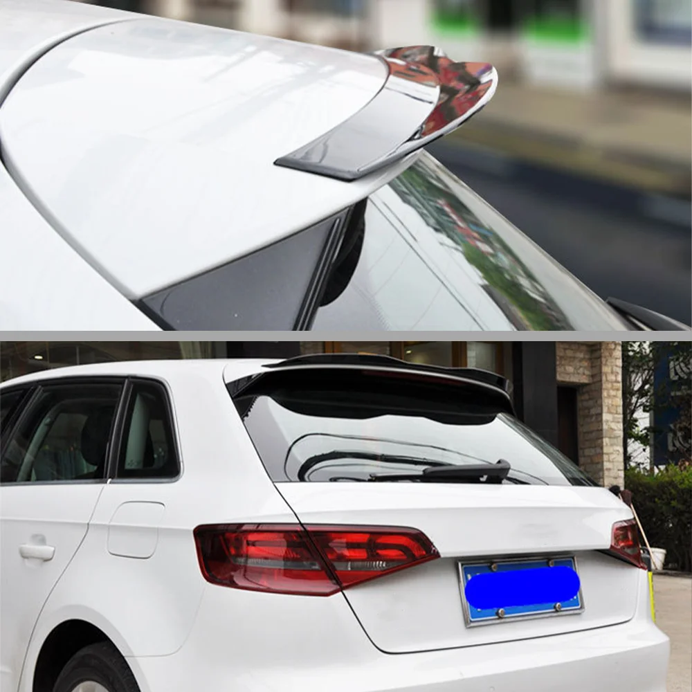 Car Rear Roof Spoiler Wing For Audi A3 Hatchback 2013 2014 2015 2016 2017 2018 Black / Carbon Look Rear Tail Wing Decoration thumbnail 5