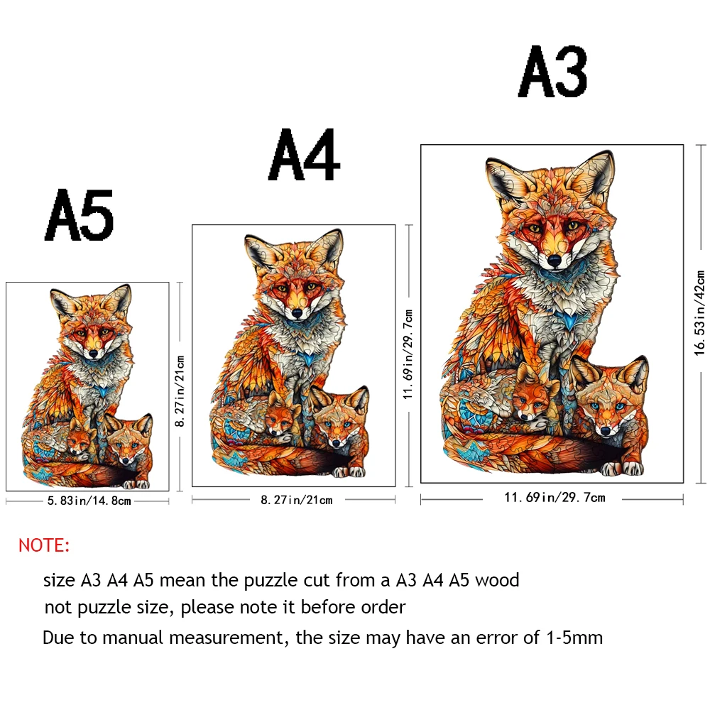 Warm Fox Family Wooden Puzzle Creative Variety Of Special Shapes Creative Gifts For Boys And Girls Birthday Gifts For Adults thumbnail 5