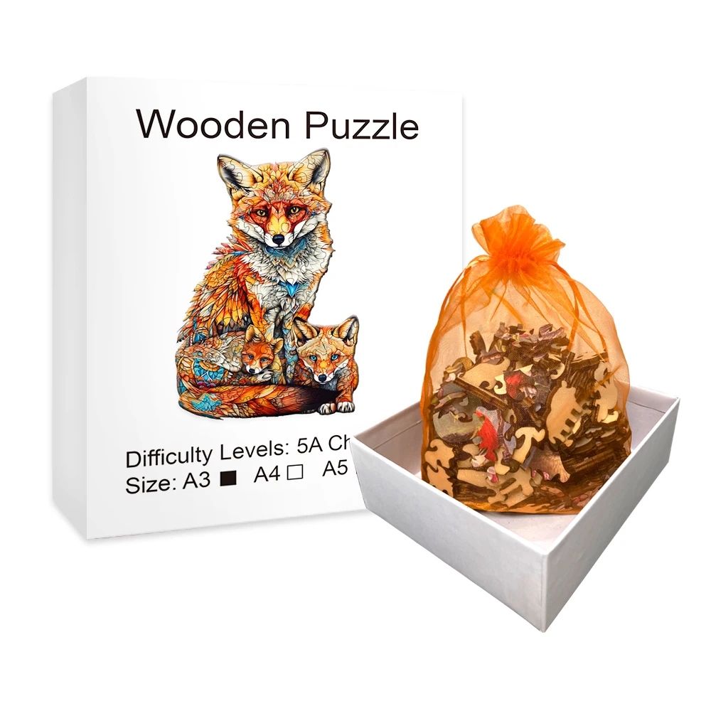 Warm Fox Family Wooden Puzzle Creative Variety Of Special Shapes Creative Gifts For Boys And Girls Birthday Gifts For Adults thumbnail 2