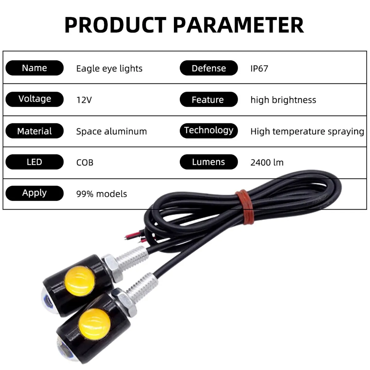 2PCS Motorcycle LED Eagle Eye Light Turn Signal Indicator Super Bright Led Motorbike Auto Rear Tail Brake Lamp Fog Driving Light thumbnail 3