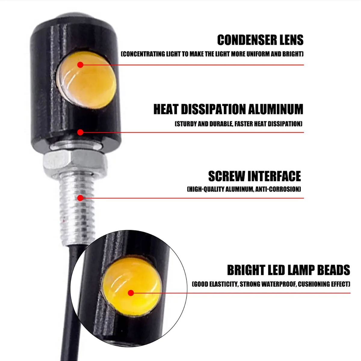 2PCS Motorcycle LED Eagle Eye Light Turn Signal Indicator Super Bright Led Motorbike Auto Rear Tail Brake Lamp Fog Driving Light thumbnail 2