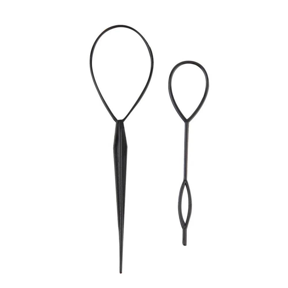 1set(2pcs) Ponytail Plastic Loop Styling Tools Simple Magic Hair Twist Styling Clip Braider Tools Black Bun Hairstyle Maker thumbnail 4