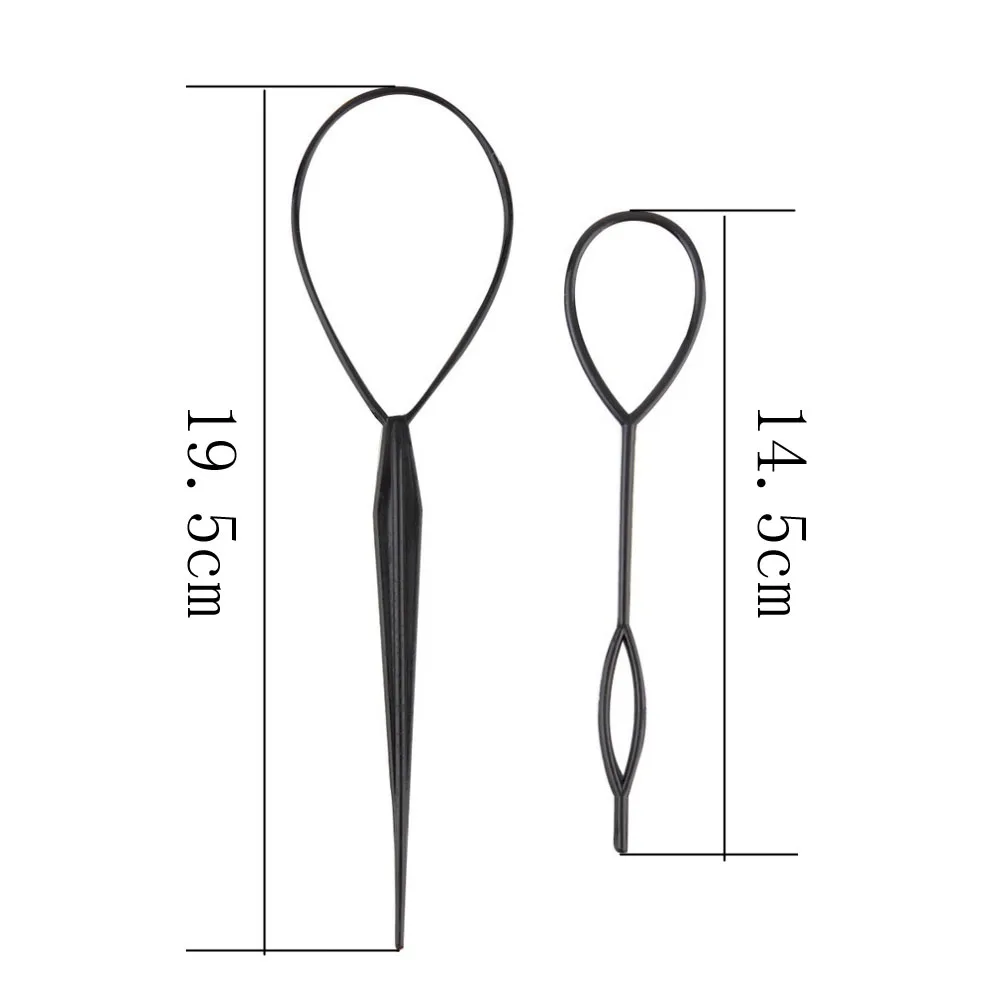 1set(2pcs) Ponytail Plastic Loop Styling Tools Simple Magic Hair Twist Styling Clip Braider Tools Black Bun Hairstyle Maker thumbnail 2