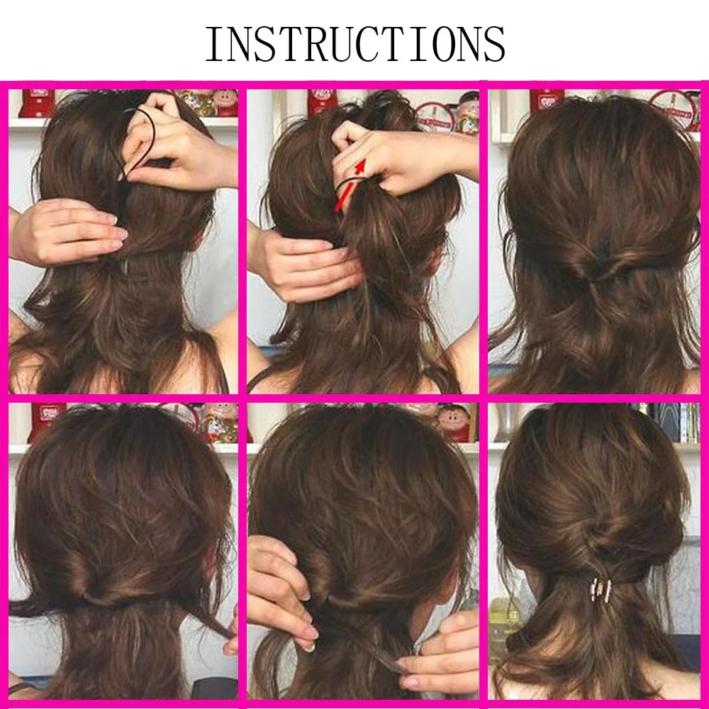 1set(2pcs) Ponytail Plastic Loop Styling Tools Simple Magic Hair Twist Styling Clip Braider Tools Black Bun Hairstyle Maker thumbnail 6