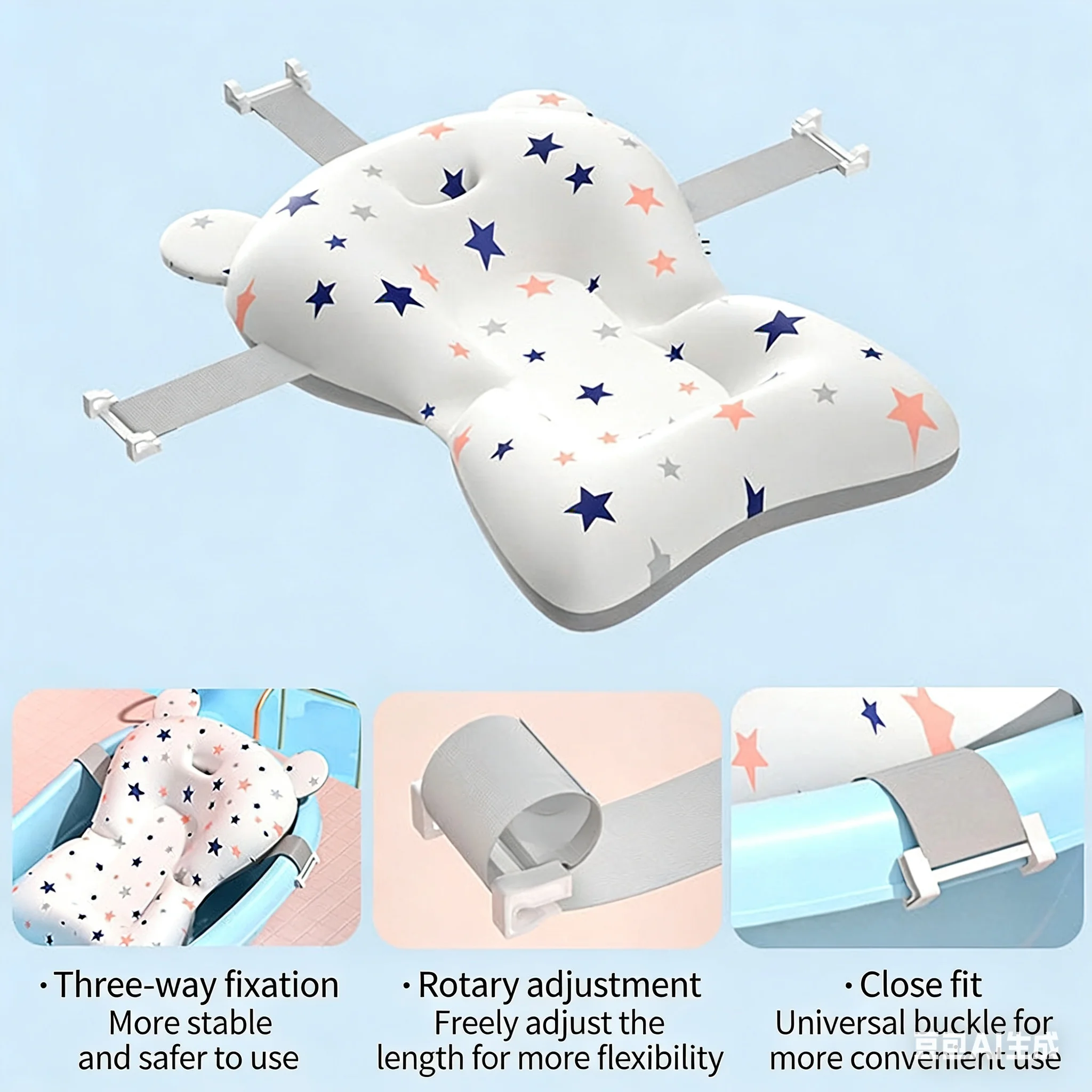 Baby Bath Seat Support Mat  Infant Anti-Slip Soft Comfort Body Cushion Foldable Baby Bath Tub Pad Chair Newborn Bathtub Pillow thumbnail 3
