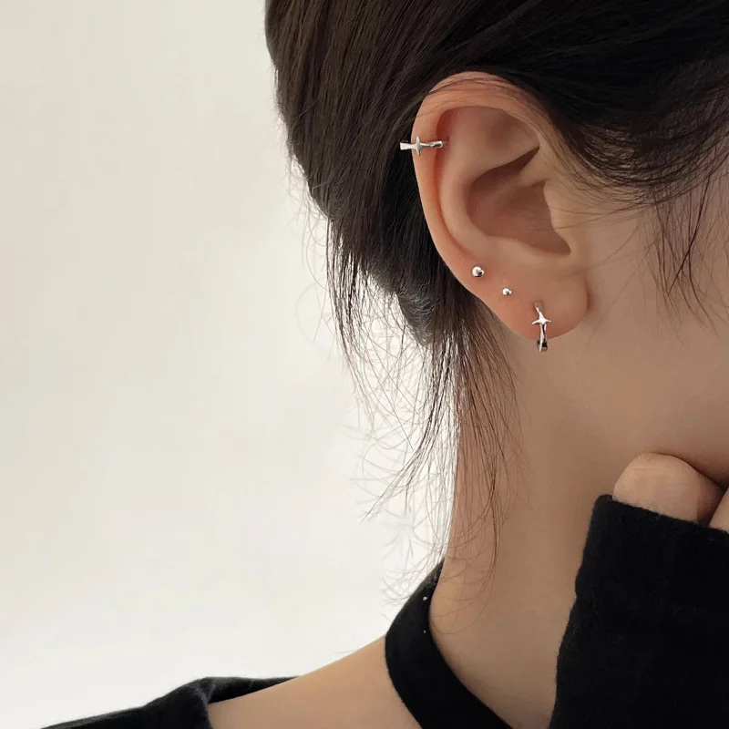 VENTFILLE 925 Sterling Silver Star Earring for Women Girl Personal Originality Trend Hip Hop Neutral Jewelry Gift Dropshipping thumbnail 3