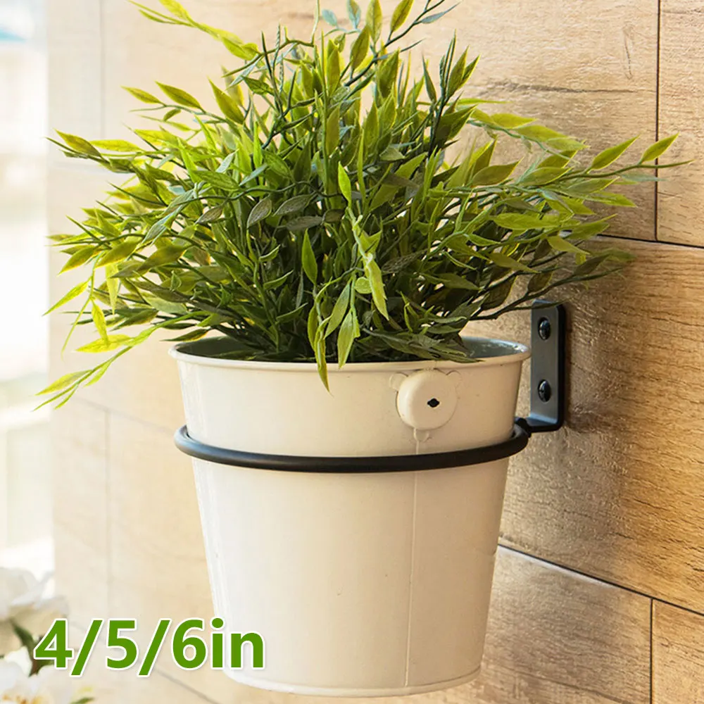 Flower Pot Trays Wall Mounted Pot Ring Holder Metal Planter Hooks Hangers Wall Bracket Plant  storage rack Garden thumbnail 2