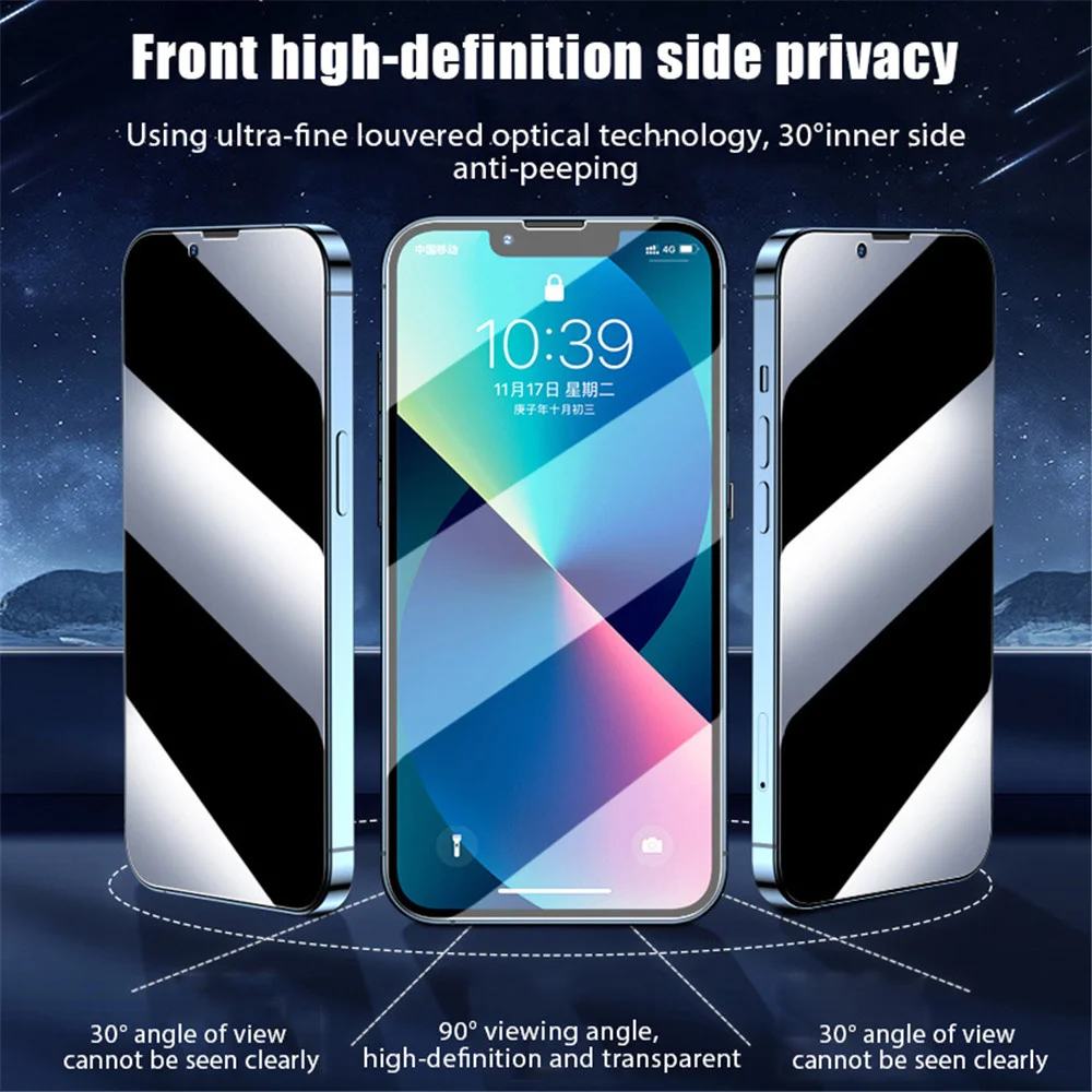 1~3PCS Anti Spy Tempered Glass For iPhone 17 17e 16e 16 15 Pro Max Privacy Screen Protector iPhone 15 14 Plus 13 12 11 Pro Max Antiespia Pelicula de Cristal Templado iPhone 17 Pro Max anti-peeping Protective Film thumbnail 4