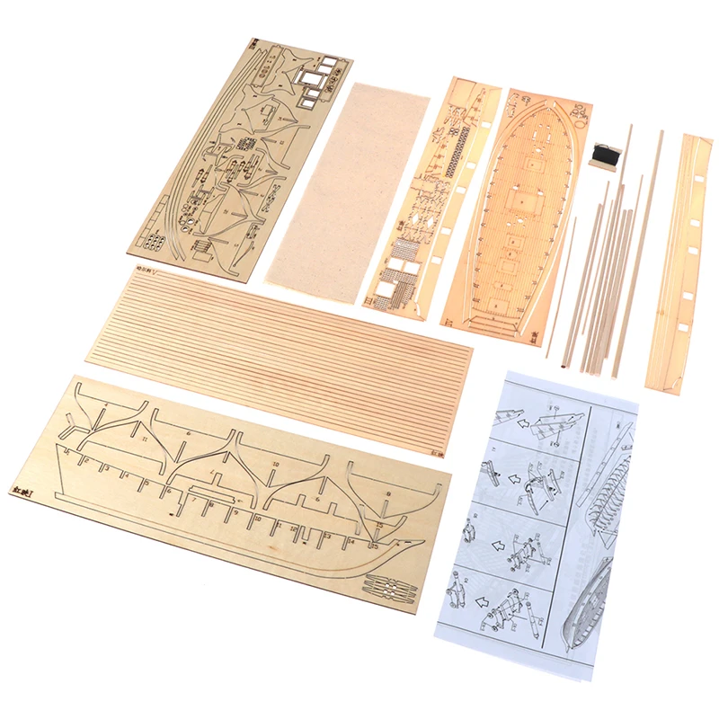 1:100 Halcon Wooden Sailing Boat Model DIY Kit Ship Assembly Decoration Gift thumbnail 2