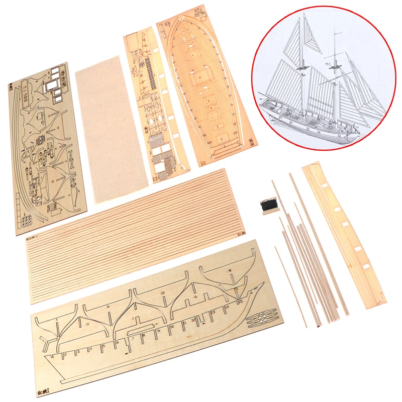 1:100 Halcon Wooden Sailing Boat Model DIY Kit Ship Assembly Decoration Gift thumbnail 5
