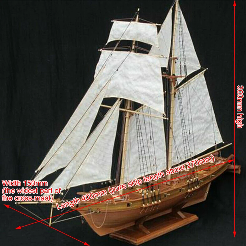 1:100 Halcon Wooden Sailing Boat Model DIY Kit Ship Assembly Decoration Gift thumbnail 6