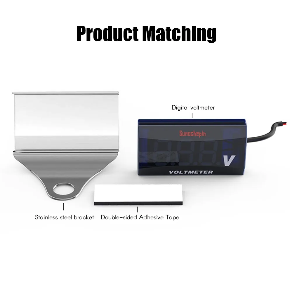 Motorcycle DC 10-150V Digital Voltmeter LED Display Waterproof Voltage Tester Battery Moniter Gauge with Bracket thumbnail 4