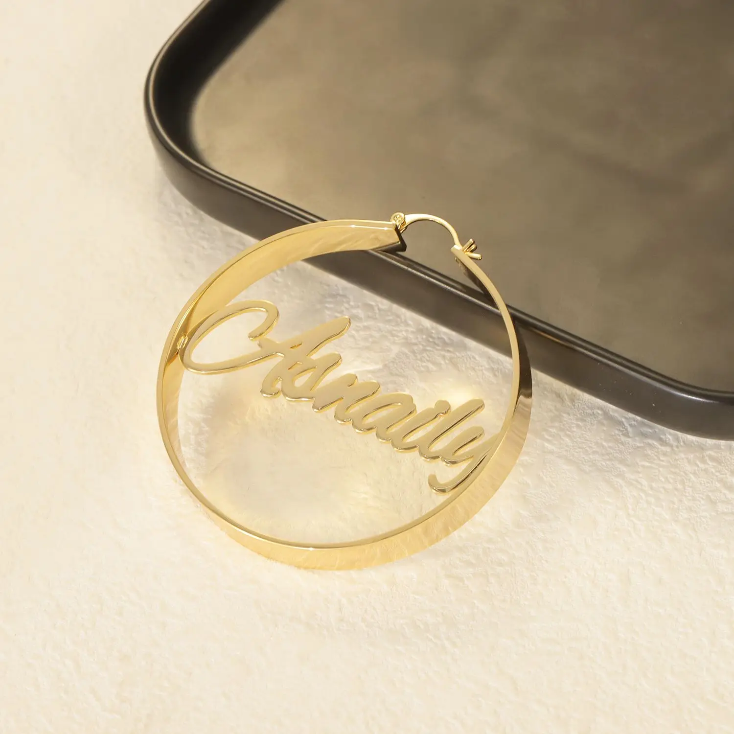 Personalized Welded Earrings Name Earrings Middle Welded Stainless Steel Custom Name Daily Jewelry Best Christmas Gift For Women thumbnail 4