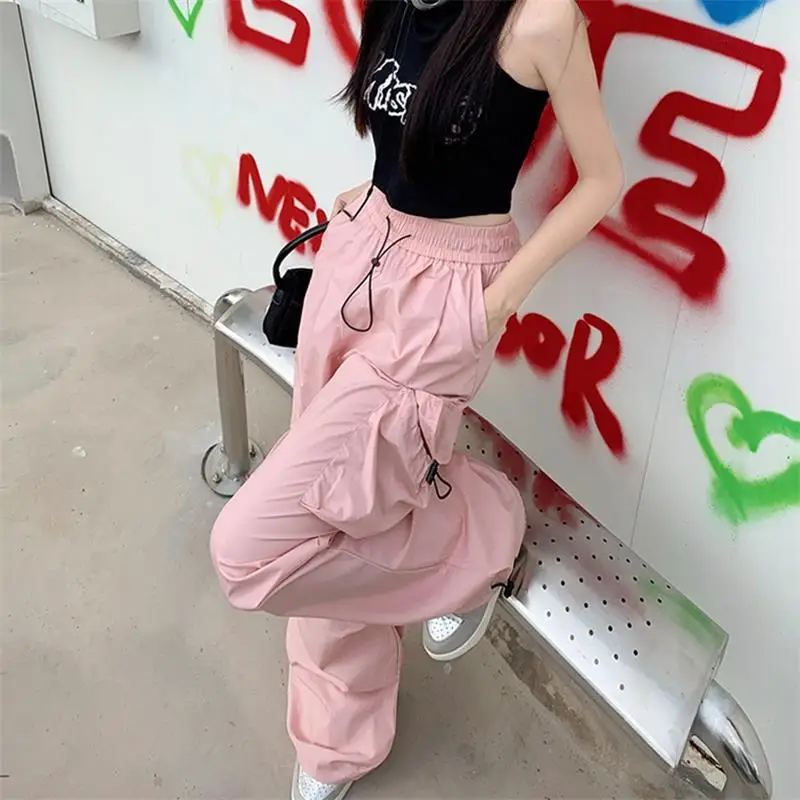 Y2K Parachute Black Pants Women Hippie Streetwear Oversize Pockets Cargo Trousers Harajuku Wide Leg Baggy Sweatpants thumbnail 6