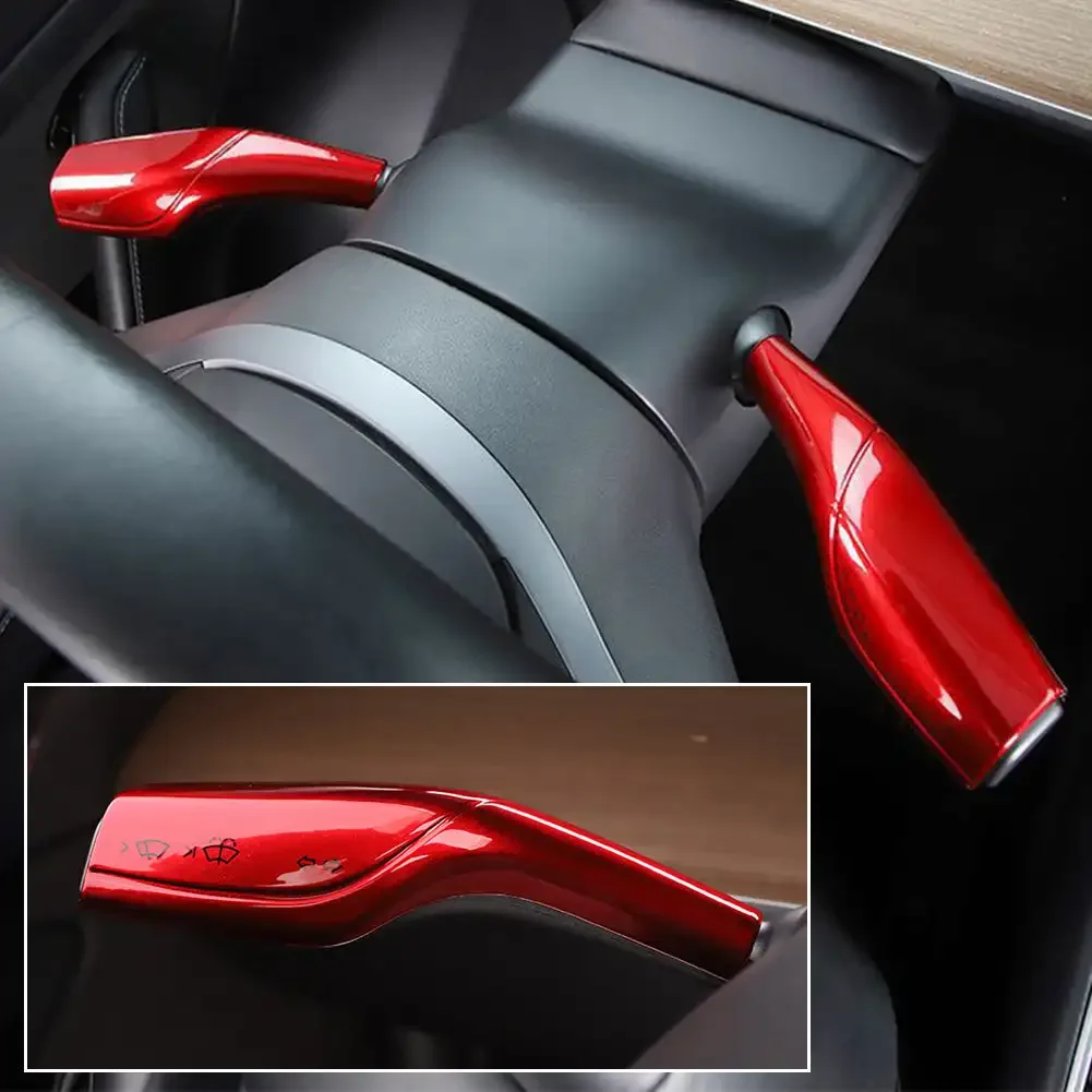 2PCS For Tesla Model 3 Model Y Interior Remodel Patch model3 2022-2023 Car ABS Black Red White Column Shift Protection Cover thumbnail 2