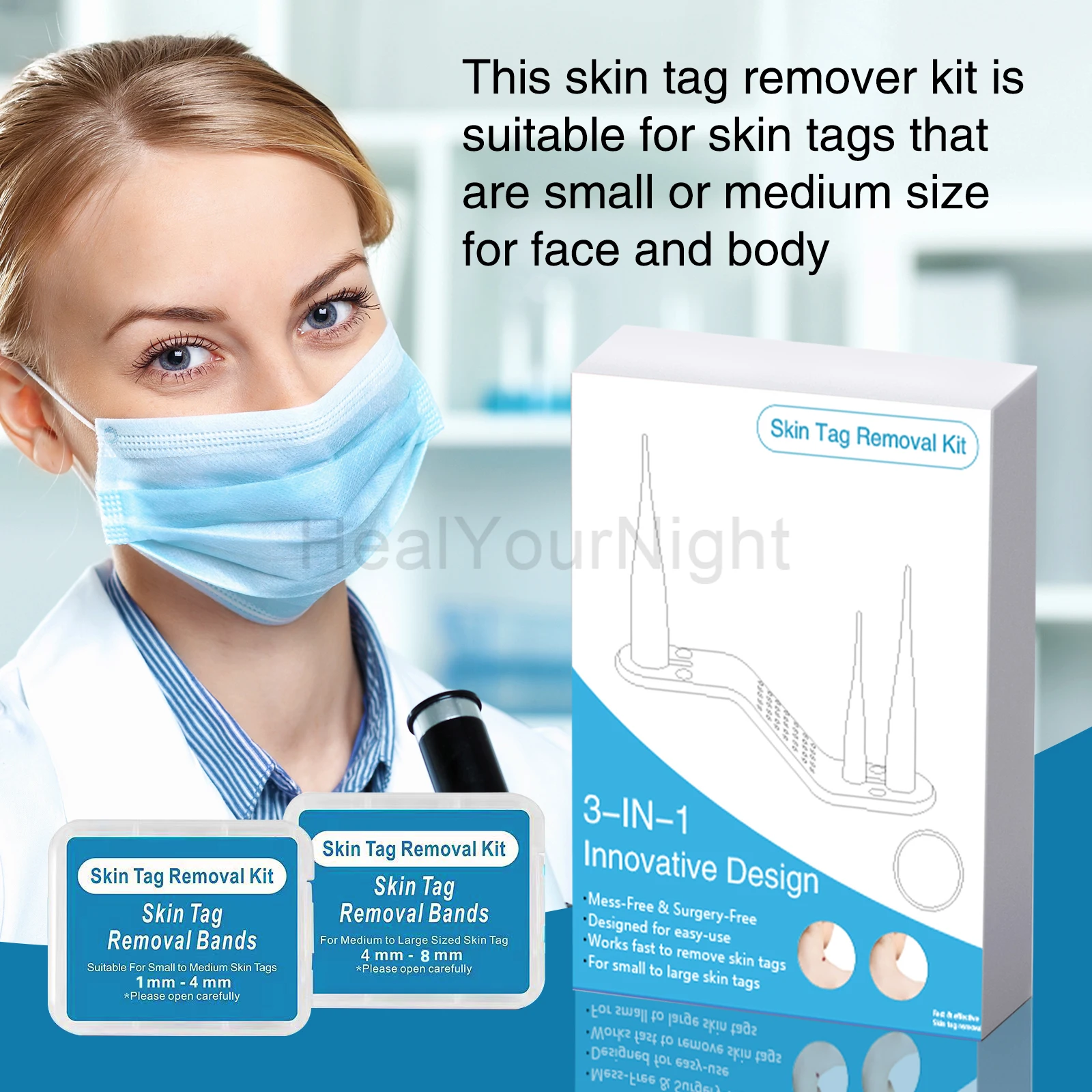 3-IN-1 Auto Skin Tag Removal Kit Painless Skin Label Mole Acne Wart Removal Pen Set with Cleansing Swabs Facial Beauty Care Tool thumbnail 5