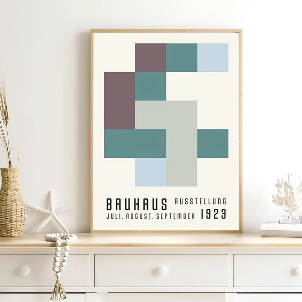 Black and White Modernism Exhibition Canvas Print Vintage Minimalist Bauhaus Painting Wall Art Posters For Home Decor thumbnail 4