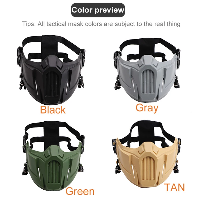 Tactical Airsoft Mask Outdoor Paintball Half Face Iron Warrior Protective Mask Shooting Protection Mouth Mask Hunting Equipment thumbnail 2