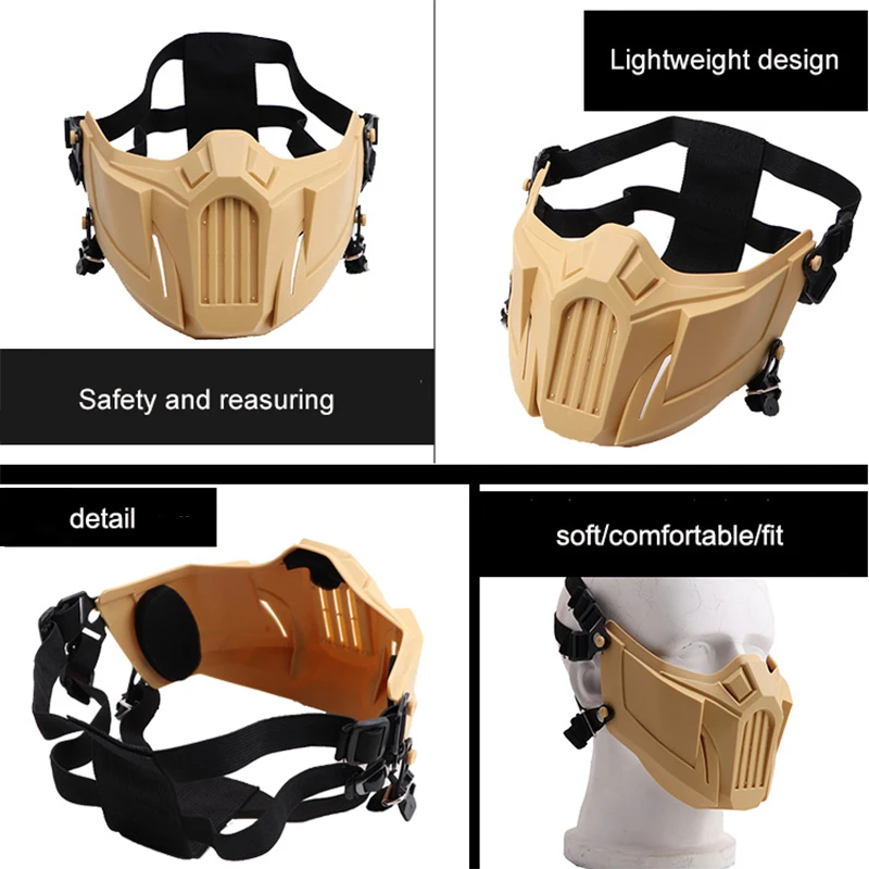 Tactical Airsoft Mask Outdoor Paintball Half Face Iron Warrior Protective Mask Shooting Protection Mouth Mask Hunting Equipment thumbnail 4