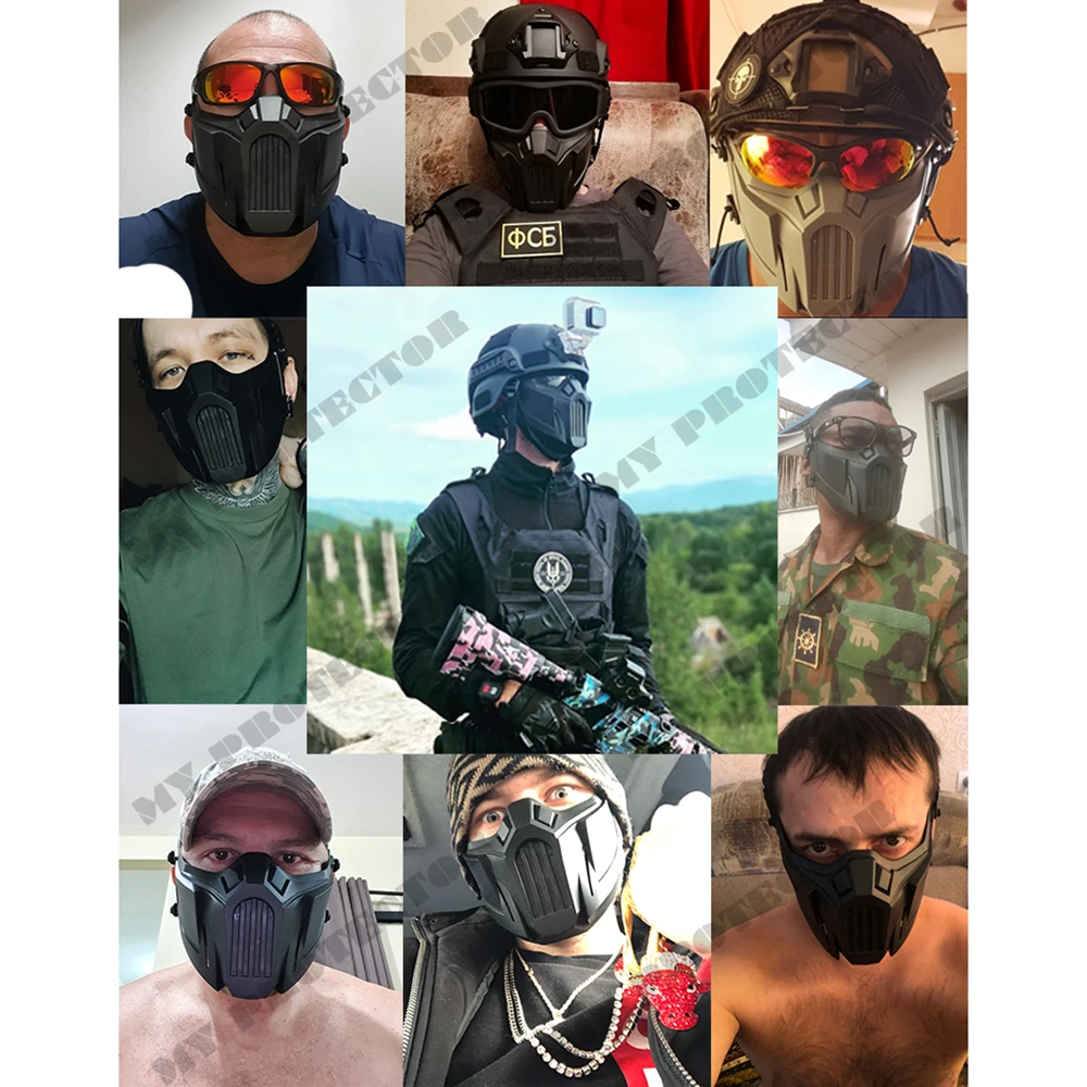 Tactical Airsoft Mask Outdoor Paintball Half Face Iron Warrior Protective Mask Shooting Protection Mouth Mask Hunting Equipment thumbnail 6