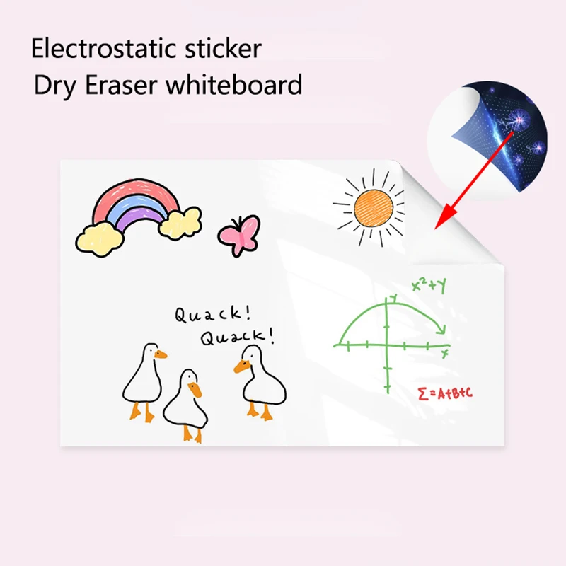 Width: 45CM Reusable Static Whiteboard Adheres To Walls Without Damage Easy To Apply and Remove Dry Eraser White Board thumbnail 6