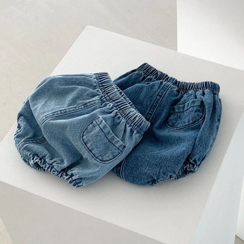 Adorable Baby Boys Shorts Summer Casual Denim Short Pants for Toddler Girls Pockets Design Clothing Children Jeans Pants 0-24M thumbnail 3
