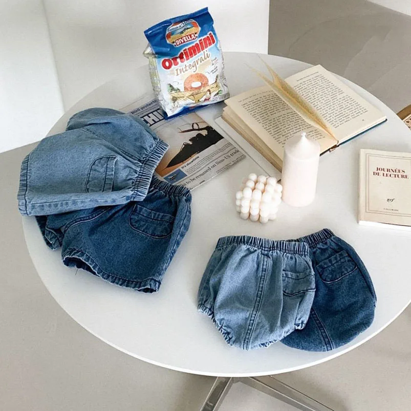 Adorable Baby Boys Shorts Summer Casual Denim Short Pants for Toddler Girls Pockets Design Clothing Children Jeans Pants 0-24M thumbnail 4