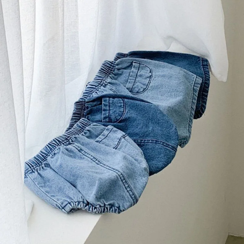 Adorable Baby Boys Shorts Summer Casual Denim Short Pants for Toddler Girls Pockets Design Clothing Children Jeans Pants 0-24M thumbnail 2