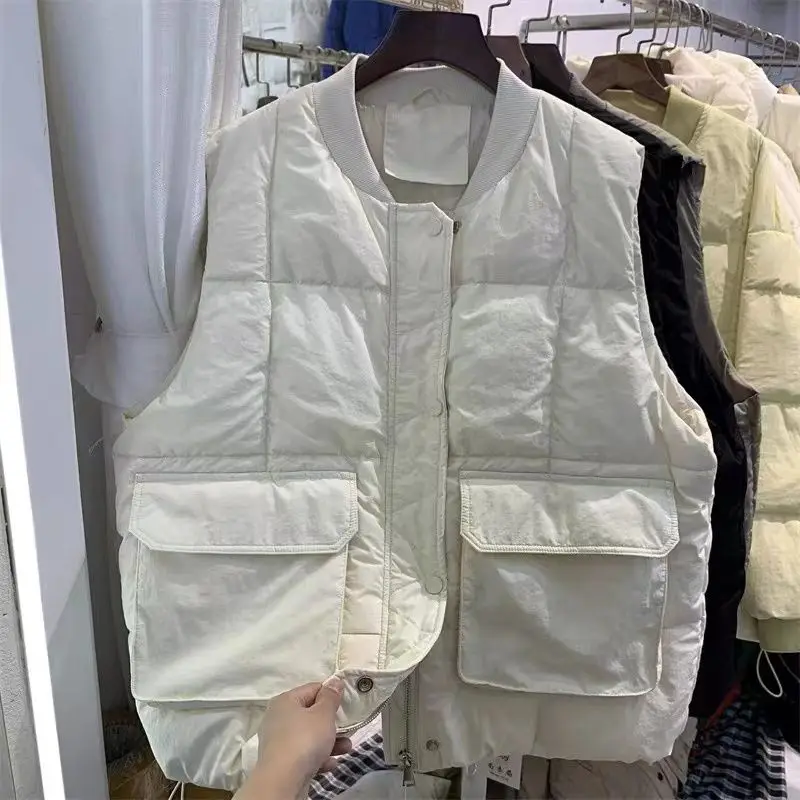 Down Cotton Vest Women Winter Warm Waistcoats Ladies Oversize Sleeveless Jackets Elegant Autumn Korean Windproof Warm Waistcoat thumbnail 4