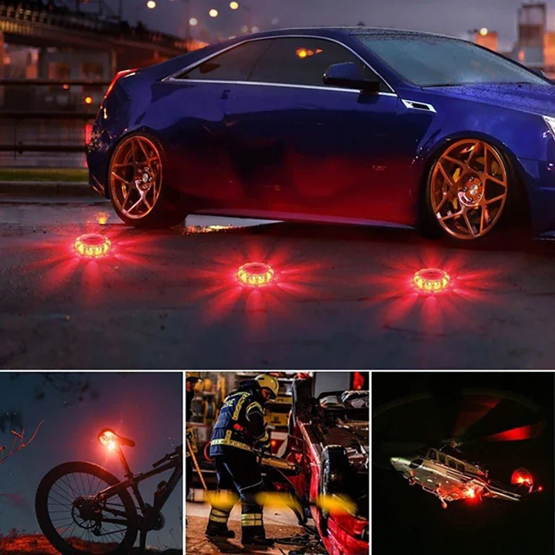 1/2/3/4/6/8/10/12Pcs LED Warning Light Built-in Battery 9Mode Safety Flare Dash Emergency Flashing Lamp Portable Strobe Light thumbnail 6