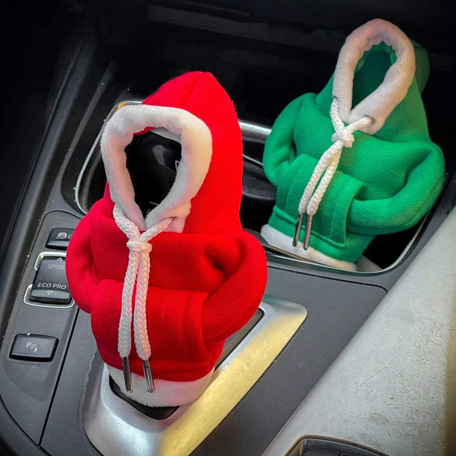 2024 New Car Fashion Hoodie Car Shift Knob Cover Manual Handle Gear Lever Decoration Hoodie Cover Auto Car Interior Accessories thumbnail 2