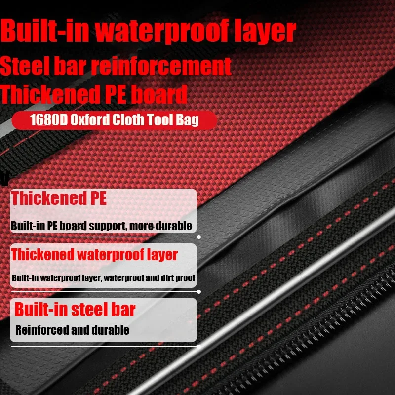 1680D Oxford Cloth Tool Bag Professional Electrician Wrench Waterproof Working Multifunction Organizing Storage Tool Bag thumbnail 3