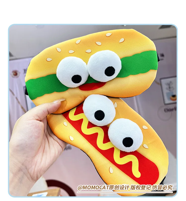 Funny Hamburger Sleep Mask Cute Soft Eye Cover Travel Rest Eye Band Kids Eyeshade Patch Blindfold For Women Girls Eye Mask thumbnail 3
