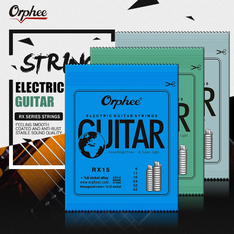 Orphee Electric Guitar Strings Set RX Series Hexagonal Carbon Steel 6 String for Electric Guitar Accessories Practice Use thumbnail 2