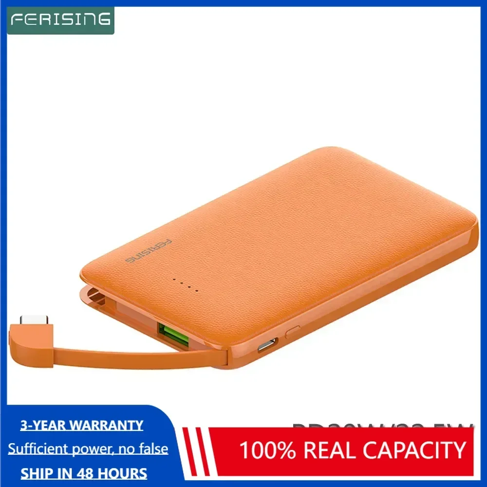 FERISING-Quick Charger Power Bank, 5000mAh, Type C Portable, PD20W, 22.5W, External Battery Charge for Xiaomi Oneplus, Samsung
