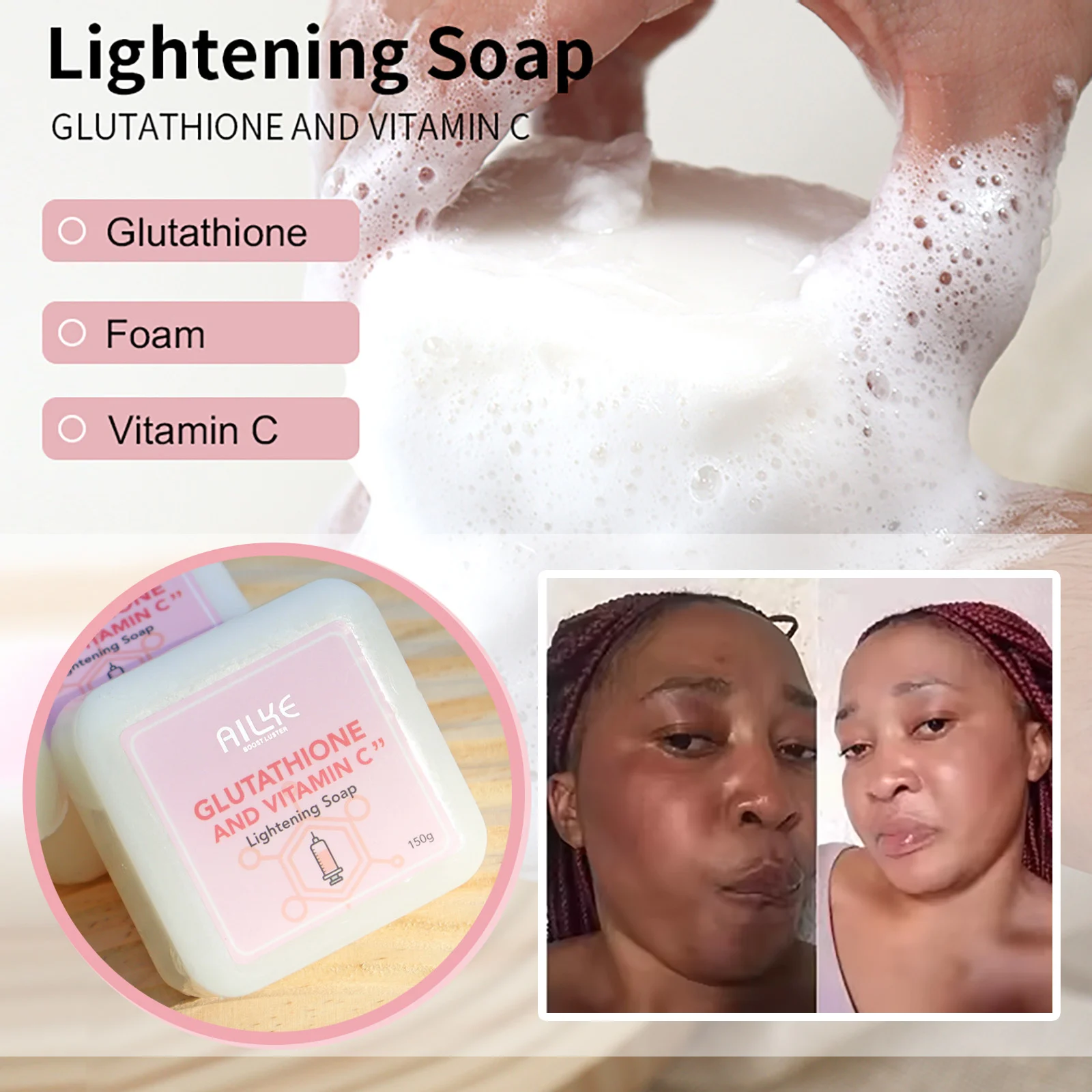 AILKE Brightening Skin Care Set, With Vitamin C, Glutathione, Reduce Spots, Moisturizing, Smooth Soft Skin, Improve Skin Radiant thumbnail 3