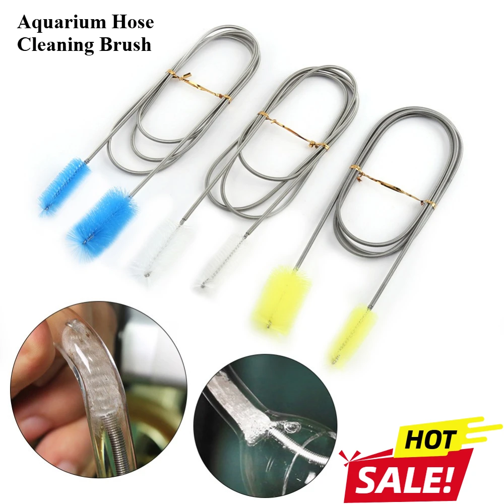 Nylon Wire Stainless Steel Spring Brush Fish Tank Filter Cleaning Brush Aquarium Drain Pipe Cleaning Pipe Brush Accessories Pet