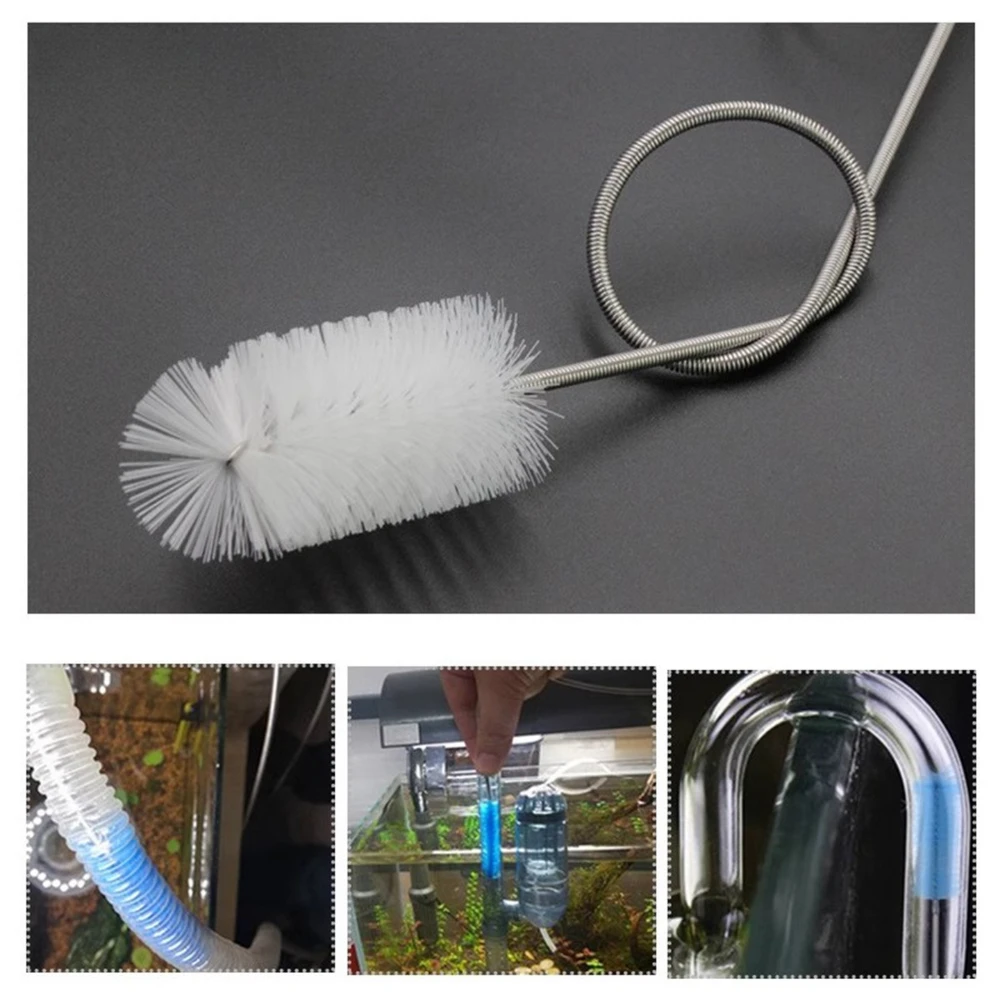 Nylon Wire Stainless Steel Spring Brush Fish Tank Filter Cleaning Brush Aquarium Drain Pipe Cleaning Pipe Brush Accessories Pet thumbnail 3