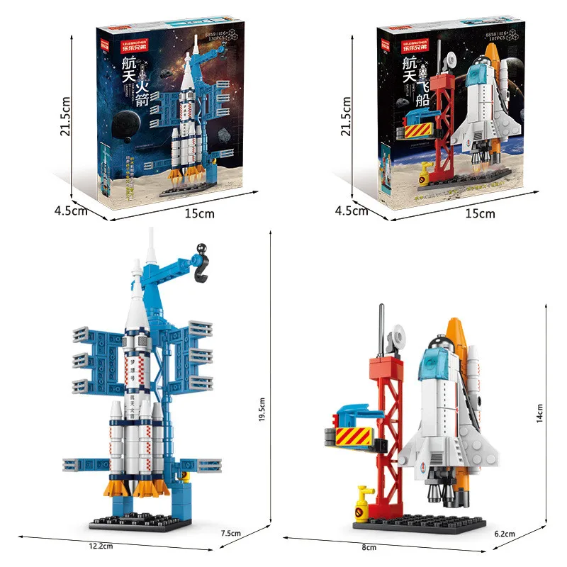 107 Piece DIY Building Blocks Space Rocket Craft Launch Center Base Puzzle Model Assembling Bricks Small Set Education Boys Toy thumbnail 5