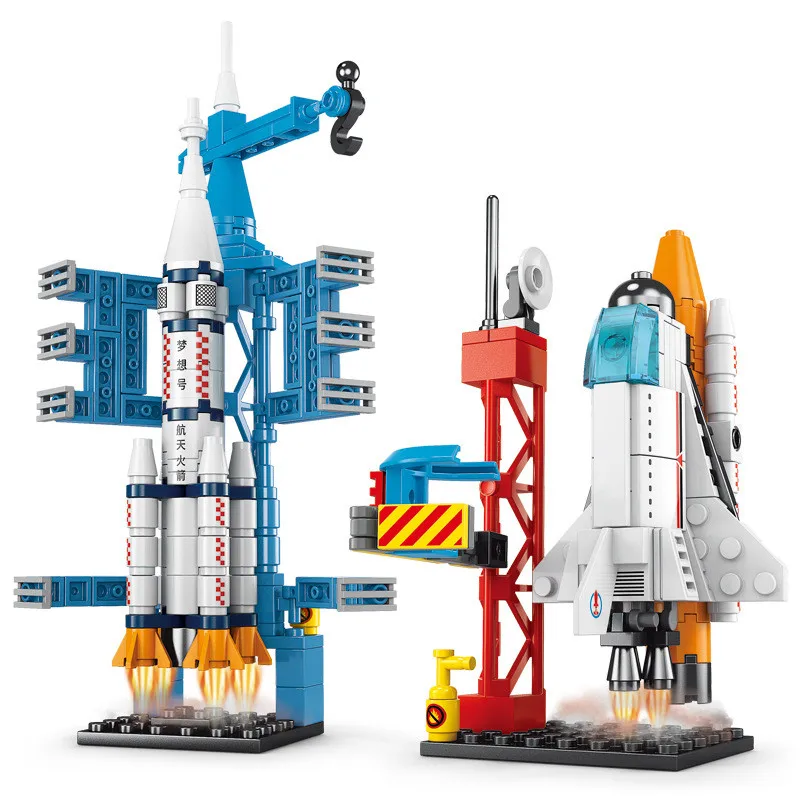 107 Piece DIY Building Blocks Space Rocket Craft Launch Center Base Puzzle Model Assembling Bricks Small Set Education Boys Toy thumbnail 4
